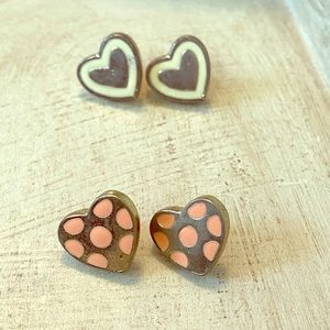 2 Pair of Heart Earrings